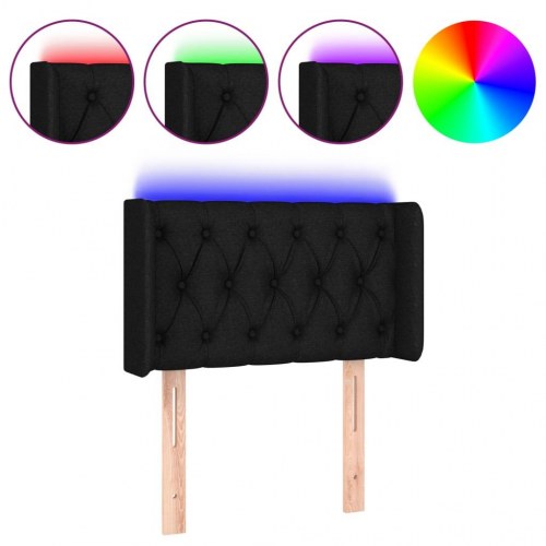 Sengegavl med LED-lys 83 x 16 x 78/88 cm - sort