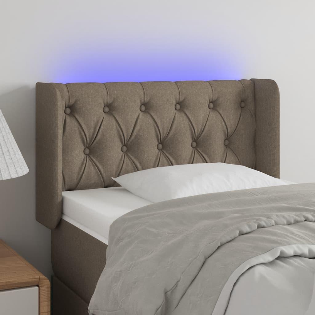 Sengegavl med LED-lys 83x16x78/88 cm stof gråbrun