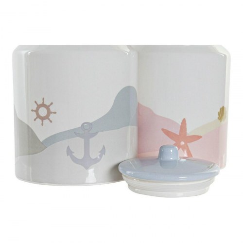 Opbevaringskrukker i dolomit - blå/lyserød, Middelhavet, 15 × 15 × 22 cm (sæt af 2)