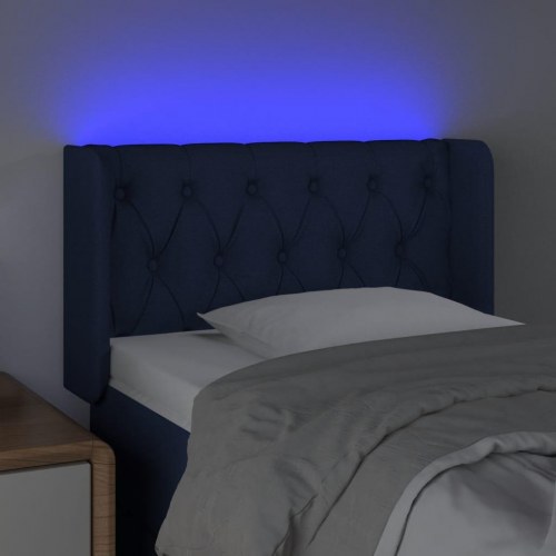 Sengegavl med LED-lys 83 x 16 x 78/88 cm - blå