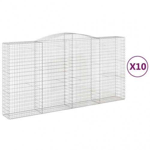 Buede gabionkurve - 10 stk. 400×50×200/220 cm i galvaniseret jern