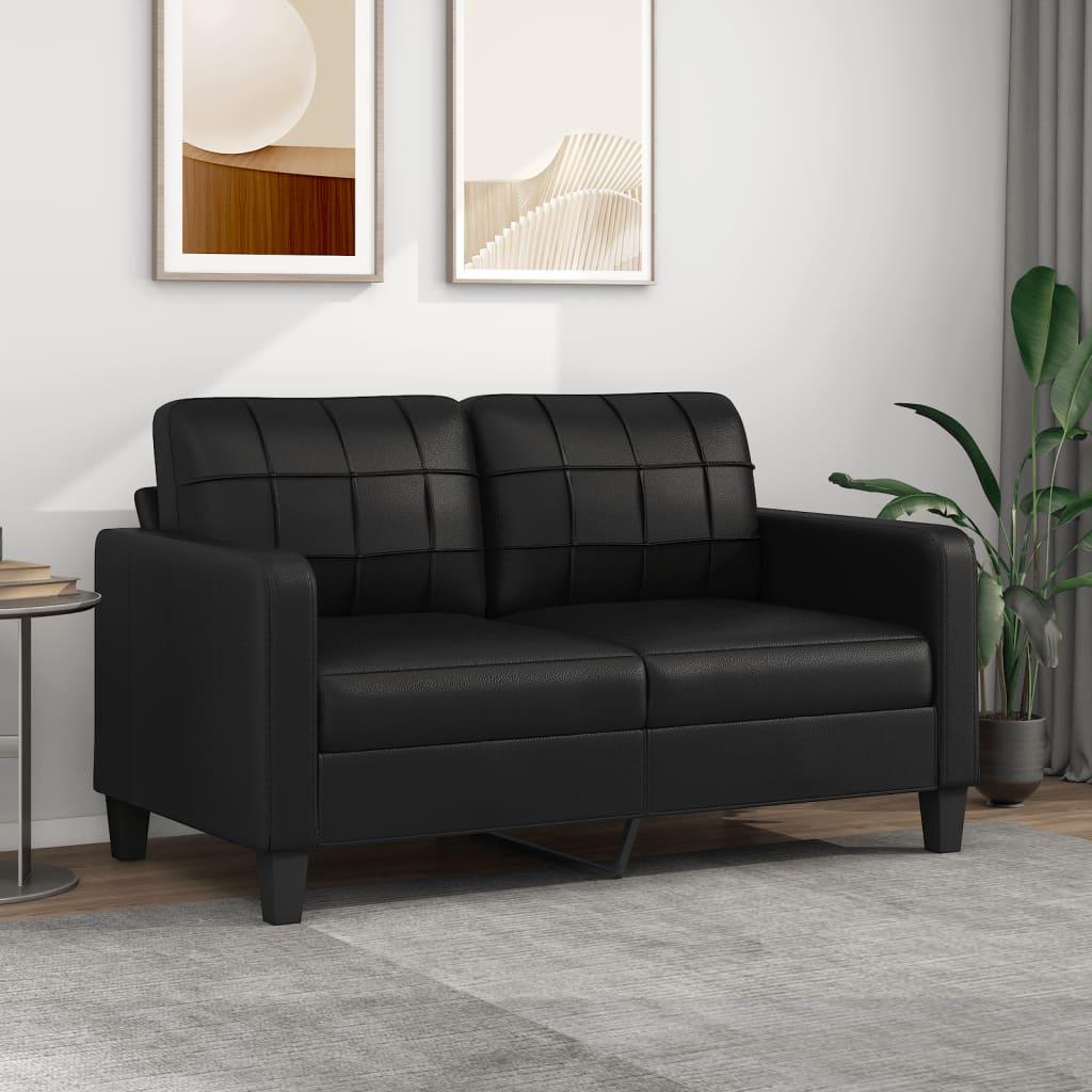 2 Personers Sofa 140 Cm Kunstlæder Sort