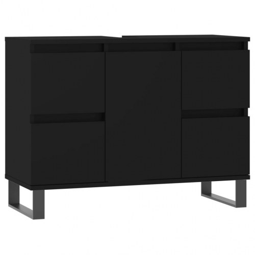 Badeværelsesskab 80x33x60 cm konstrueret træ sort