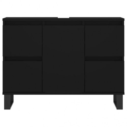 Badeværelsesskab 80x33x60 cm konstrueret træ sort