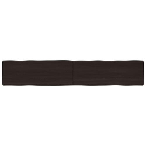 Bordplade 220x40x(2-6) cm naturlig kant behandlet træ mørkebrun