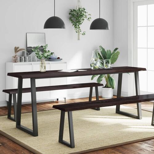 Bordplade 220x40x(2-6) cm naturlig kant behandlet træ mørkebrun