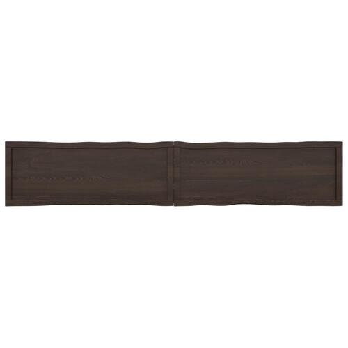Bordplade 220x40x(2-6) cm naturlig kant behandlet træ mørkebrun