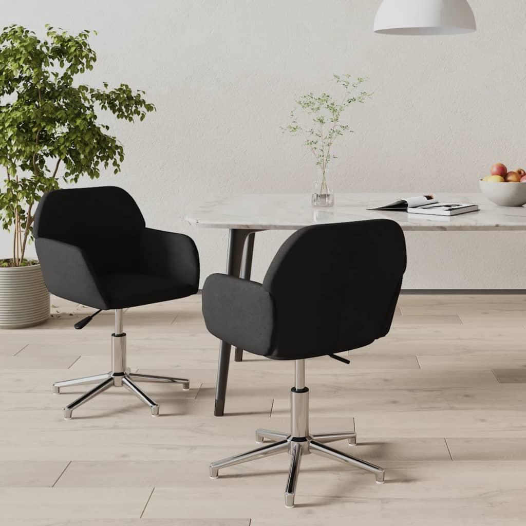 Drejelige Spisebordsstole 2 Stk. Stof Farvet - Sort