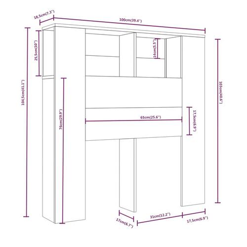 Sengegavl med opbevaring 100x18,5x104,5 cm hvid