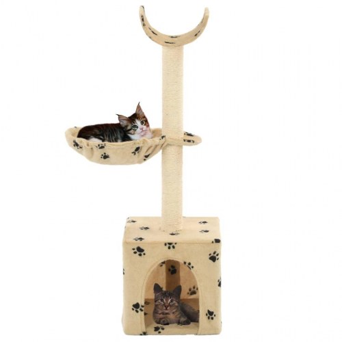 Kradsetræ til katte med sisal-kradsestolper 105 cm beige med poteprint