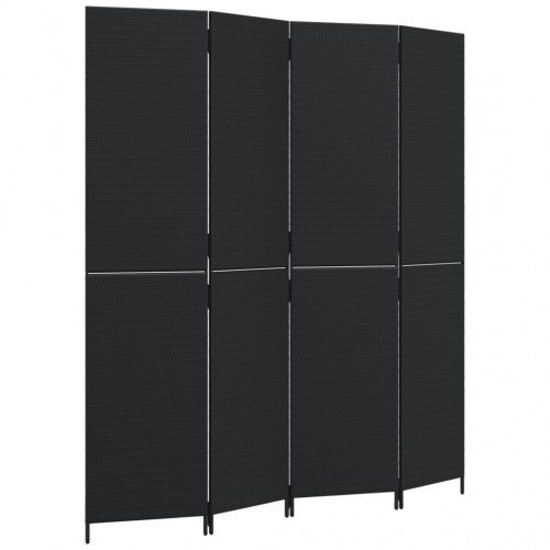 Rumdeler i polyrattan med 4 paneler 196 x 200 cm - sort