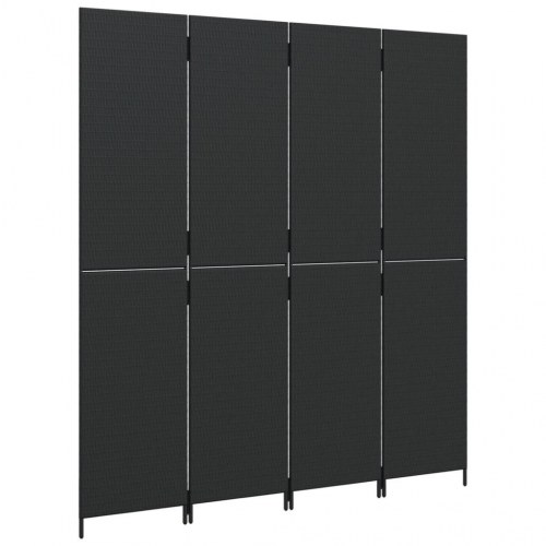 Rumdeler i polyrattan med 4 paneler 196 x 200 cm - sort