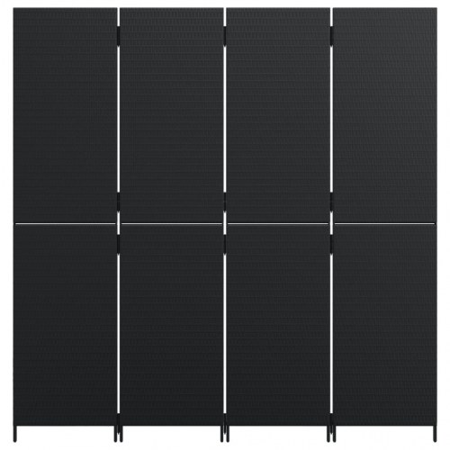 Rumdeler i polyrattan med 4 paneler 196 x 200 cm - sort