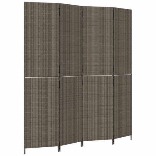 Rumdeler med 4 paneler i polyrattan - grå, 196 × 200 cm
