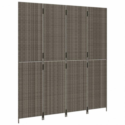 Rumdeler med 4 paneler i polyrattan - grå, 196 × 200 cm