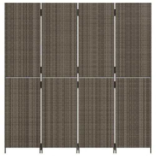 Rumdeler med 4 paneler i polyrattan - grå, 196 × 200 cm