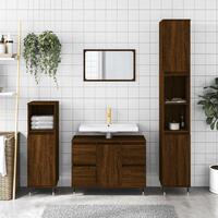 Badeværelsesskab 80x33x60 cm konstrueret træ brun egetræsfarve