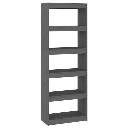 Bogreol/rumdeler 60x30x167,5 massivt fyrretræ grå