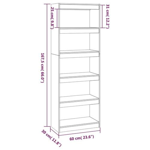 Bogreol/rumdeler 60x30x167,5 massivt fyrretræ grå