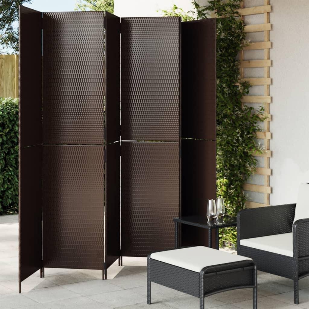 Rumdeler 6 paneler polyrattan brun