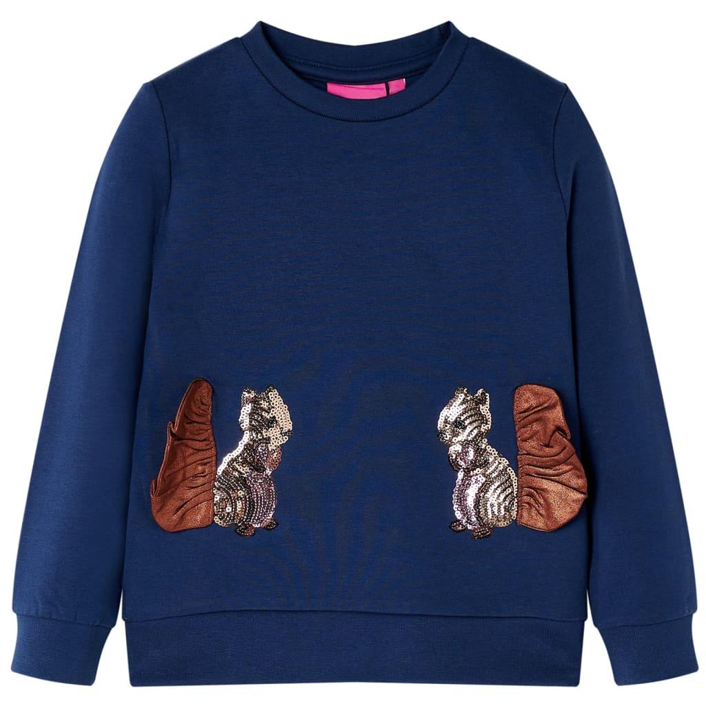 Sweatshirt til børn str. 104 - marineblå med pailletter