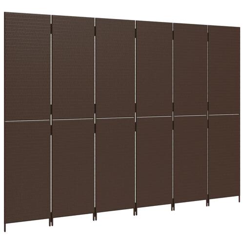 Rumdeler 6 paneler polyrattan brun