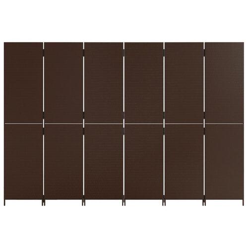 Rumdeler 6 paneler polyrattan brun