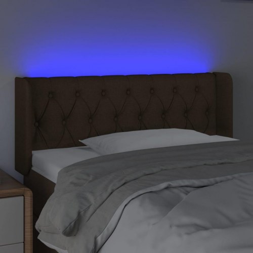 Sengegavl med LED-lys - mørkebrun, 103 x 16 x 78/88 cm