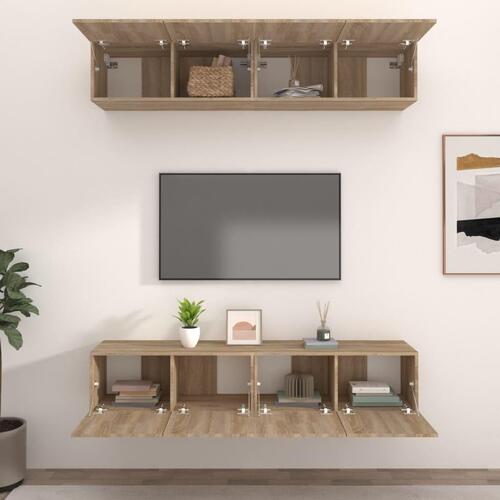 Tv-skabe 4 stk. 80x30x30 cm konstrueret træ sonoma-eg