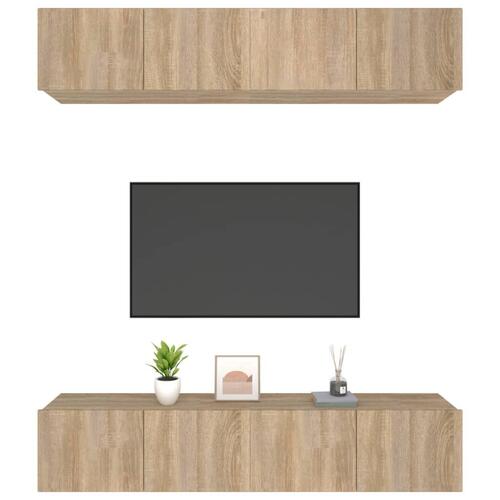 Tv-skabe 4 stk. 80x30x30 cm konstrueret træ sonoma-eg