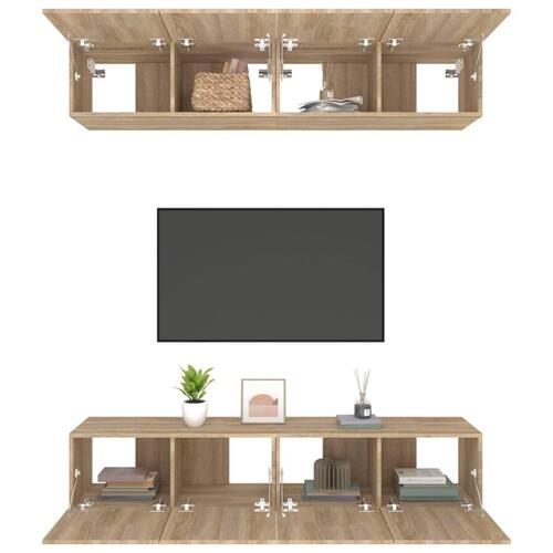 Tv-skabe 4 stk. 80x30x30 cm konstrueret træ sonoma-eg