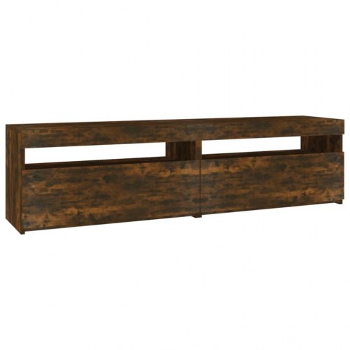 Tv-borde 2 stk. med LED-lys 75x35x40 cm røget egetræsfarve