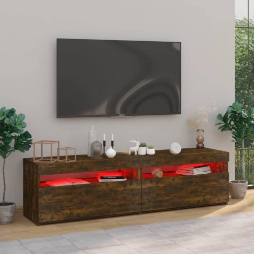 Tv-borde 2 stk. med LED-lys 75x35x40 cm røget egetræsfarve