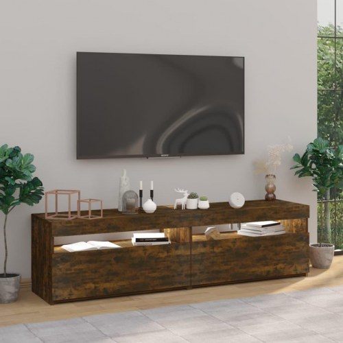 Tv-borde 2 stk. med LED-lys 75x35x40 cm røget egetræsfarve