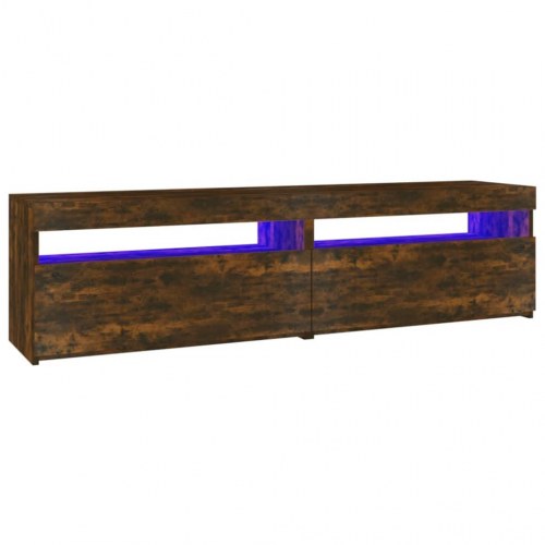 Tv-borde 2 stk. med LED-lys 75x35x40 cm røget egetræsfarve