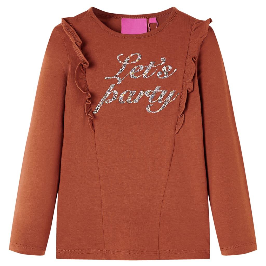 Langærmet T Shirt Til Børn 140 Cognacfarvet