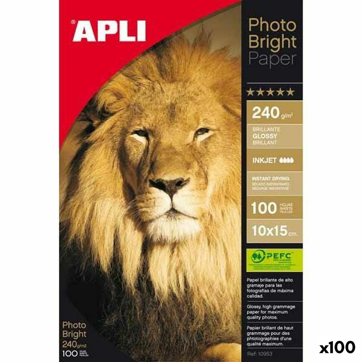 Glossy fotopapir Apli 100 Ark 10 x 15 cm