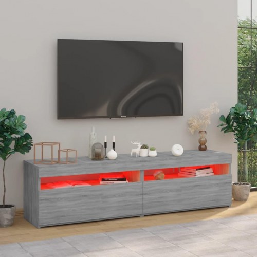 Tv-borde 2 stk. med LED-lys 75x35x40 cm grå sonoma-eg