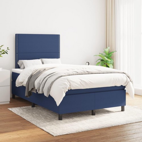 Kontinentalseng med madras 120×190 cm - stof, blå