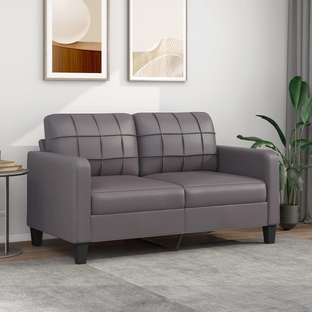 2 Personers Sofa 140 Cm Kunstlæder Grå