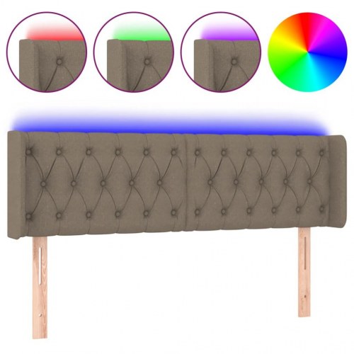 Sengegavl med LED-lys 147 x 16 x 78/88 cm - gråbrun