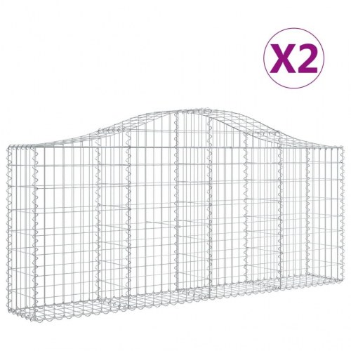 Buede gabionkurve 2 stk. - 200×30×80/100 cm i galvaniseret jern