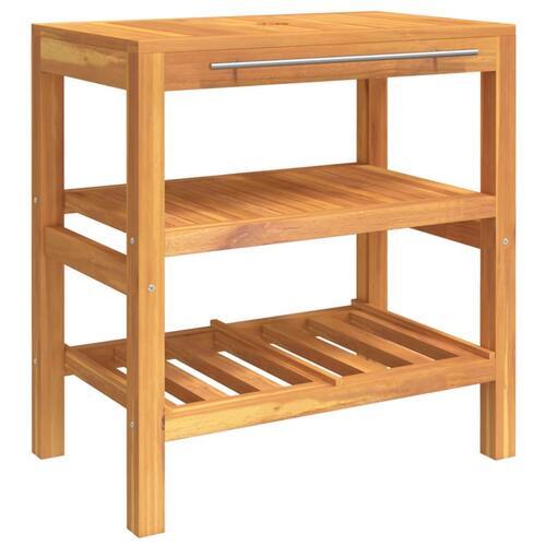 Badeværelsesmøbel med 2 hylder 74x45x75 cm massivt træ