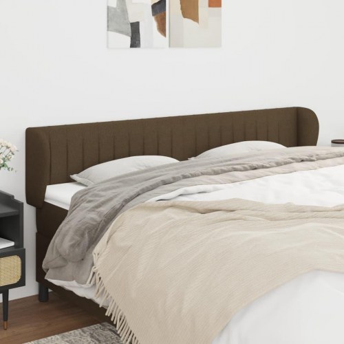 Sengegavl med kanter 203 x 23 x 78/88 cm stof mørkebrun