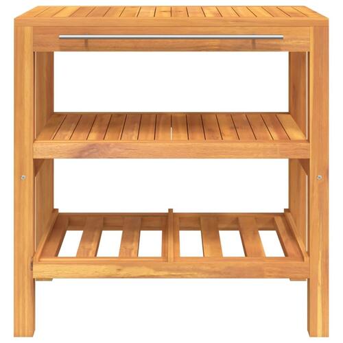 Badeværelsesmøbel med 2 hylder 74x45x75 cm massivt træ