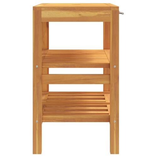 Badeværelsesmøbel med 2 hylder 74x45x75 cm massivt træ