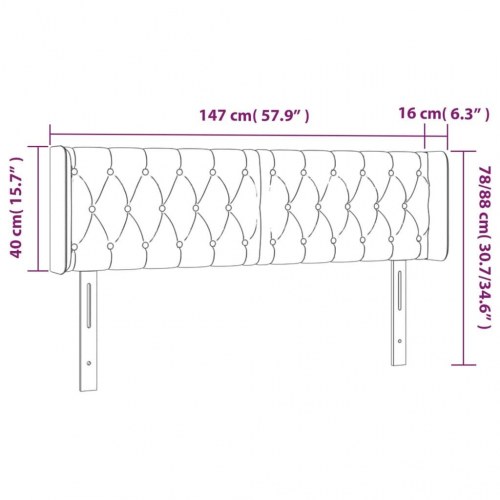Sengegavl med LED-lys 147 x 16 x 78/88 cm - cremefarvet