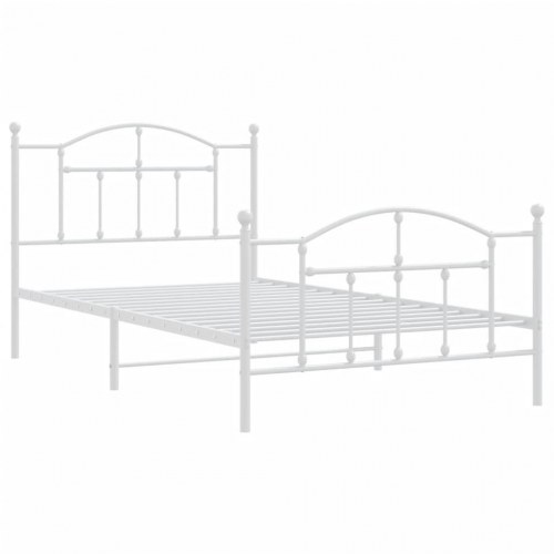 Sengeramme i metal med gavl og fodgærde 107×203 cm - hvid
