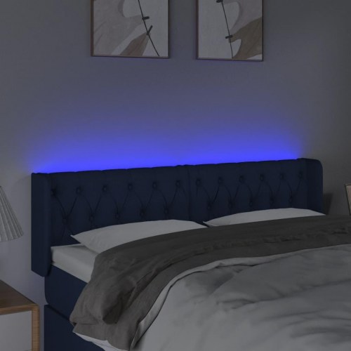 Sengegavl med LED-lys 147 x 16 x 78/88 cm - blå