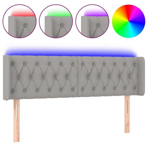 Sengegavl med LED-lys 163 x 16 x 78/88 cm - lysegrå